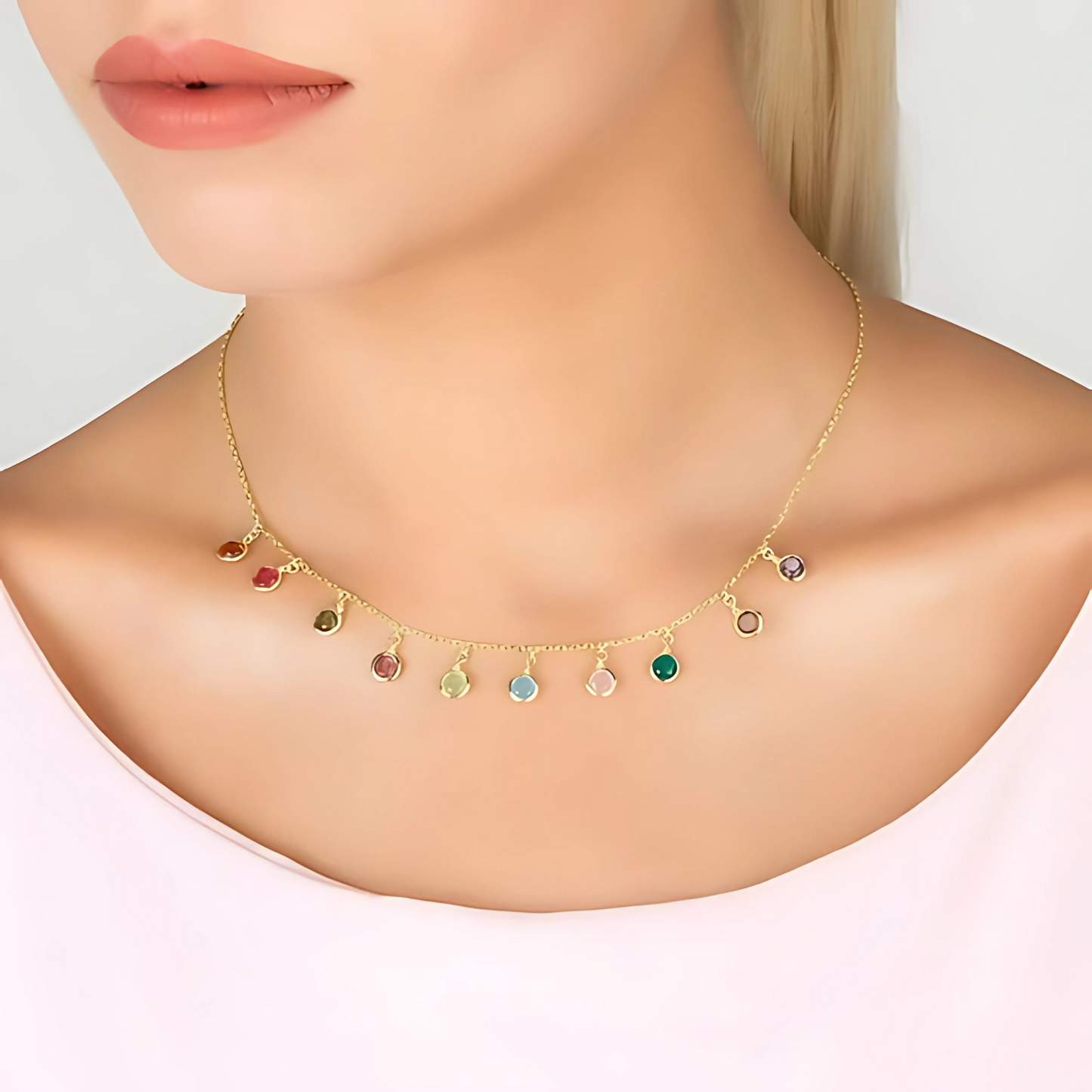 Amore Gemstone Cascade Necklace