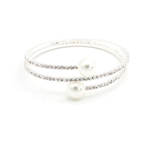 SPIRAL RHINESTONE BRACELET WITH PEARLS