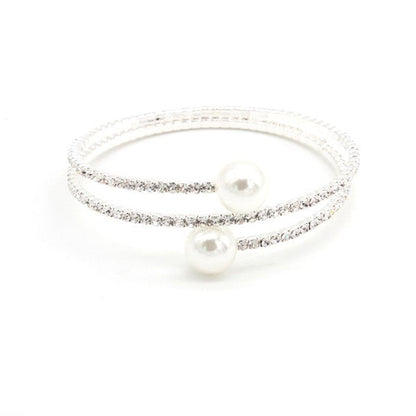 SPIRAL RHINESTONE BRACELET WITH PEARLS