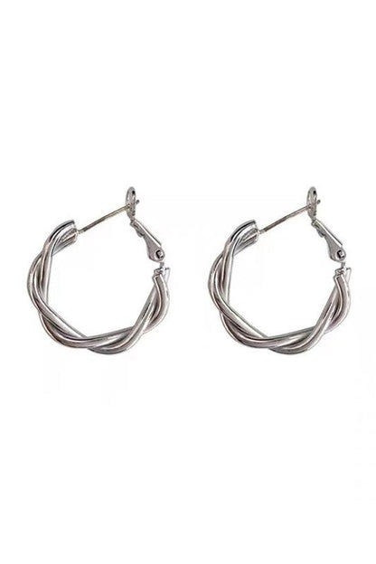 18K STAINLESS STEEL TWISTED HOOP EARRINGS