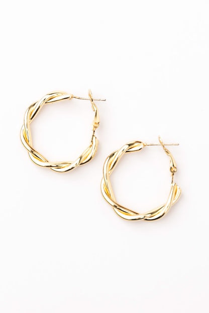 18K STAINLESS STEEL TWISTED HOOP EARRINGS