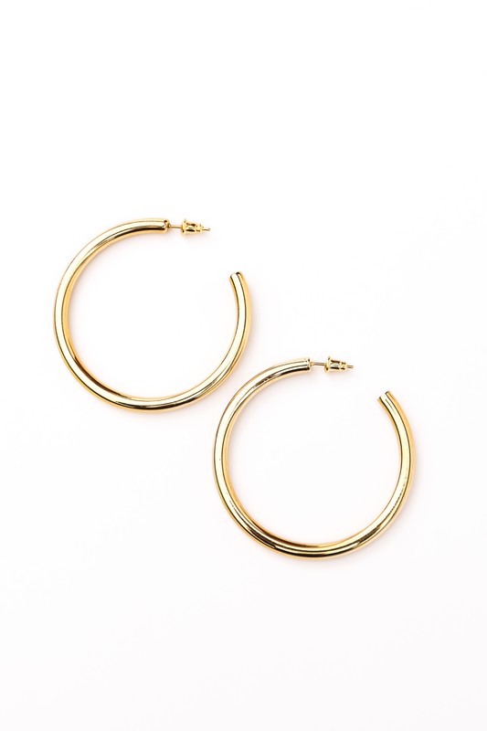 14K STAINLESS STEEL OPEN HOOP EARRINGS