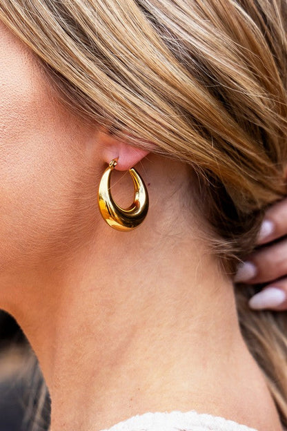 18K STAINLESS STEEL MOD HOOP EARRINGS